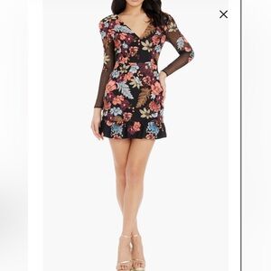 NWT Dress The Population KELSEY embroidered cocktail mini dress 🖤